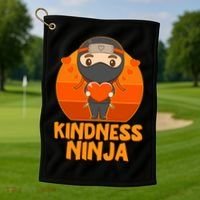 Cute Kindness Ninja Wear Orange Day Be Kind Golf Towel thumb 1