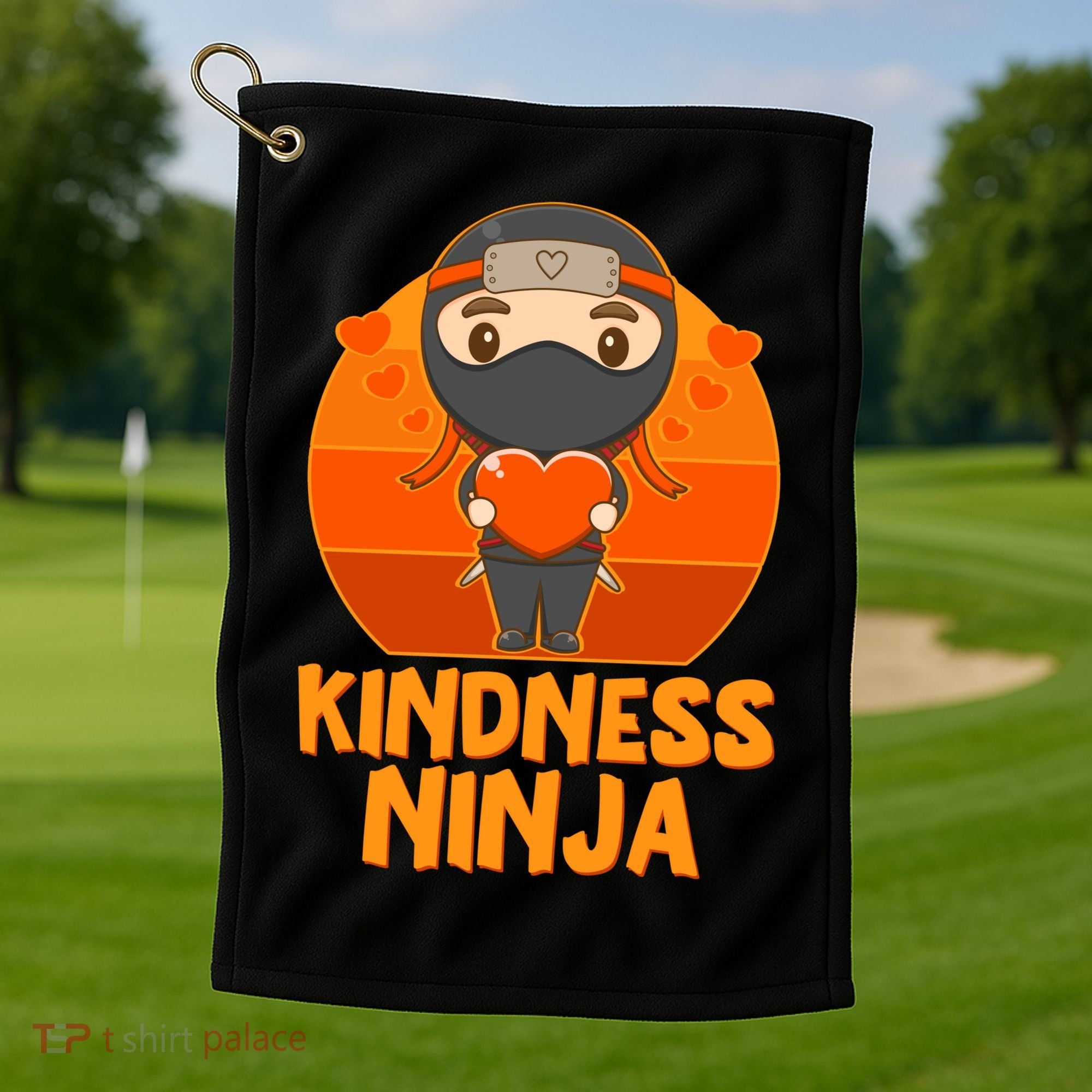 Cute Kindness Ninja Wear Orange Day Be Kind Golf Towel