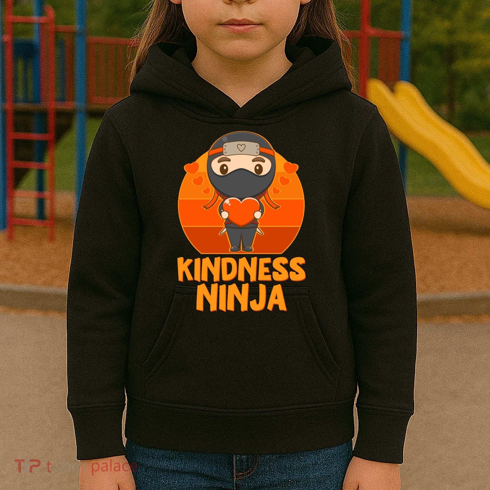 Cute Kindness Ninja Wear Orange Day Be Kind Kids Hoodie