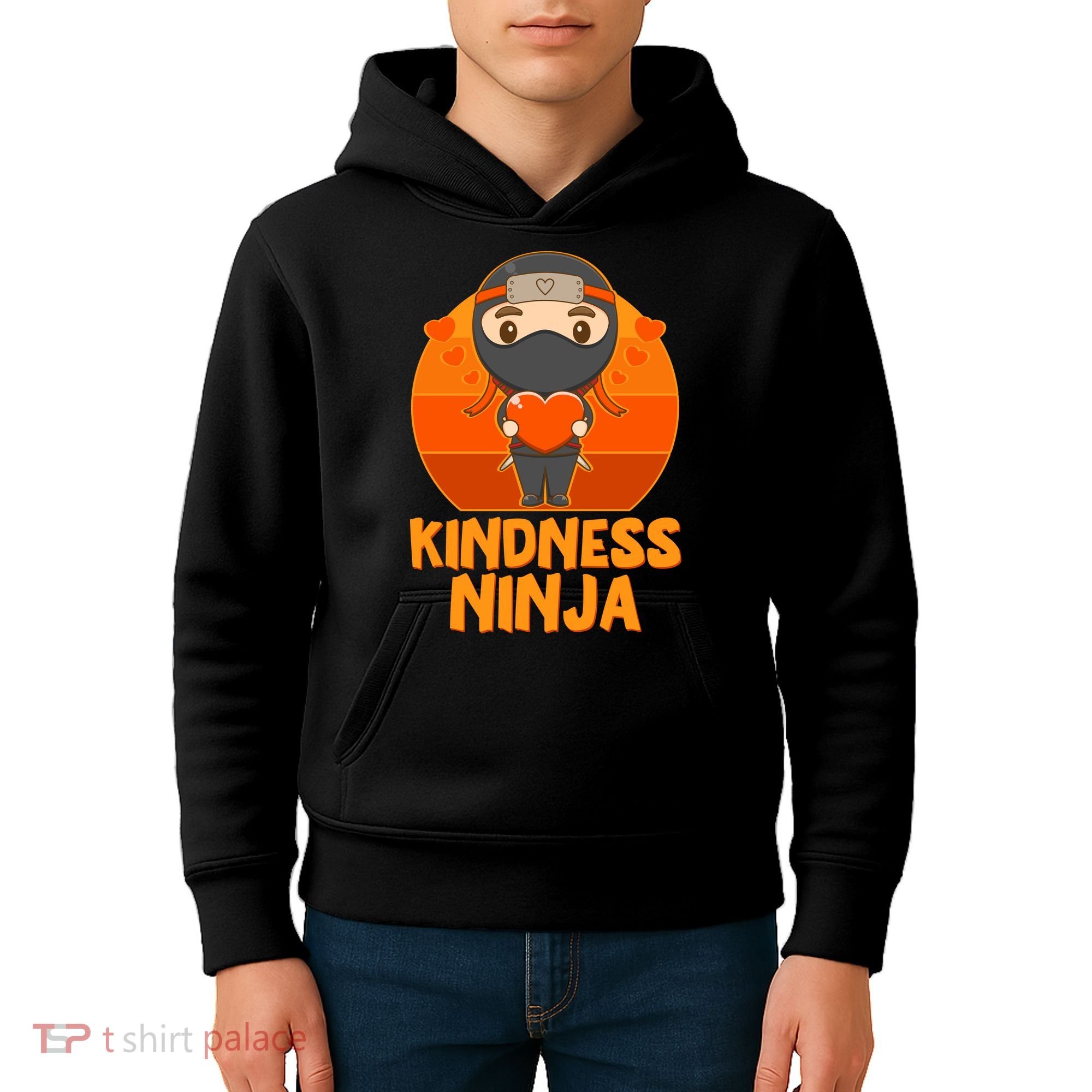 Cute Kindness Ninja Wear Orange Day Be Kind Kids Hoodie