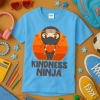 Cute Kindness Ninja Wear Orange Day Be Kind Kids T-Shirt thumb 3