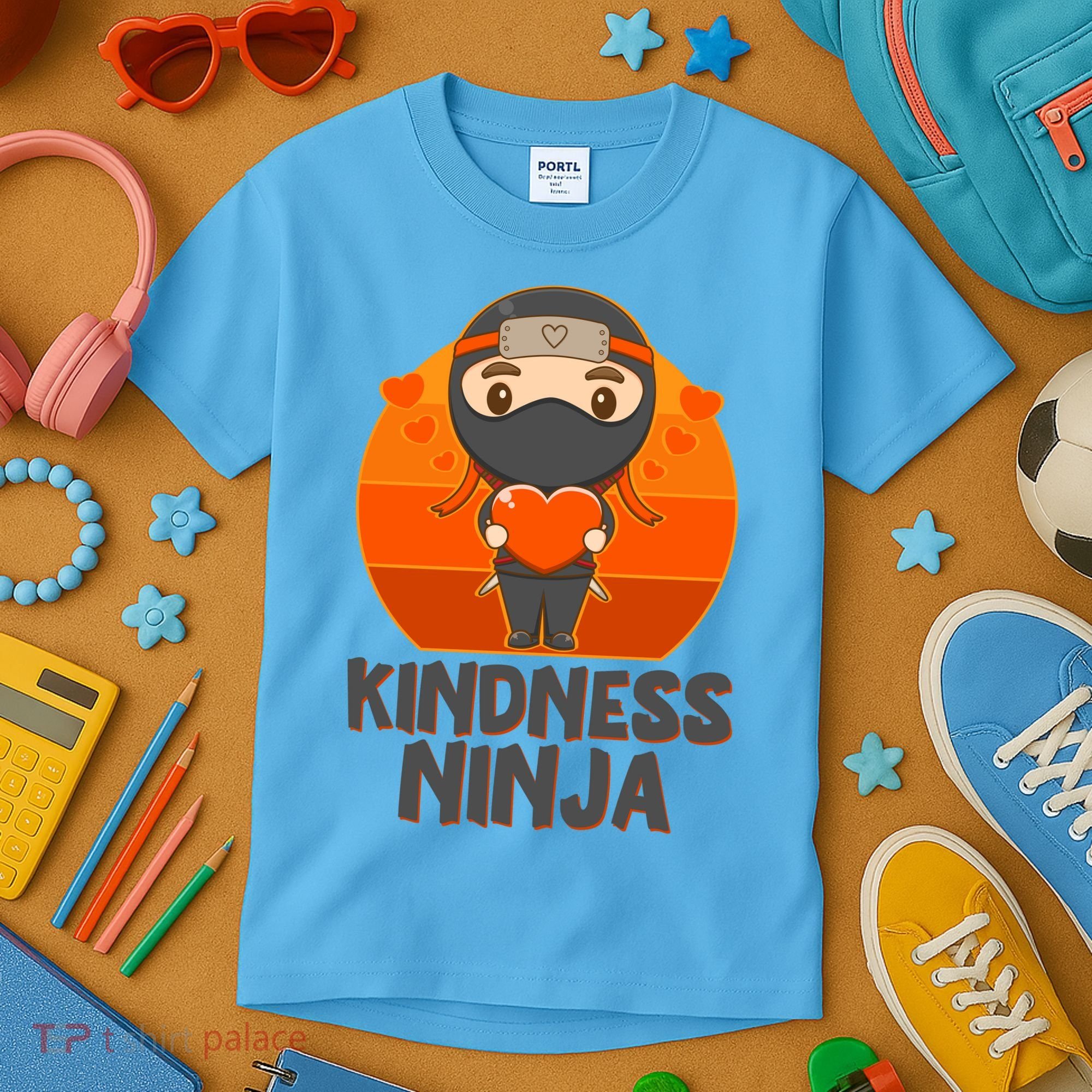 Cute Kindness Ninja Wear Orange Day Be Kind Kids T-Shirt
