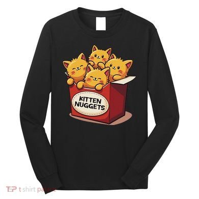Cute Kitten Nuggets Chicken Nuggets Cat Lover Funny Cat Pun Long Sleeve Shirt