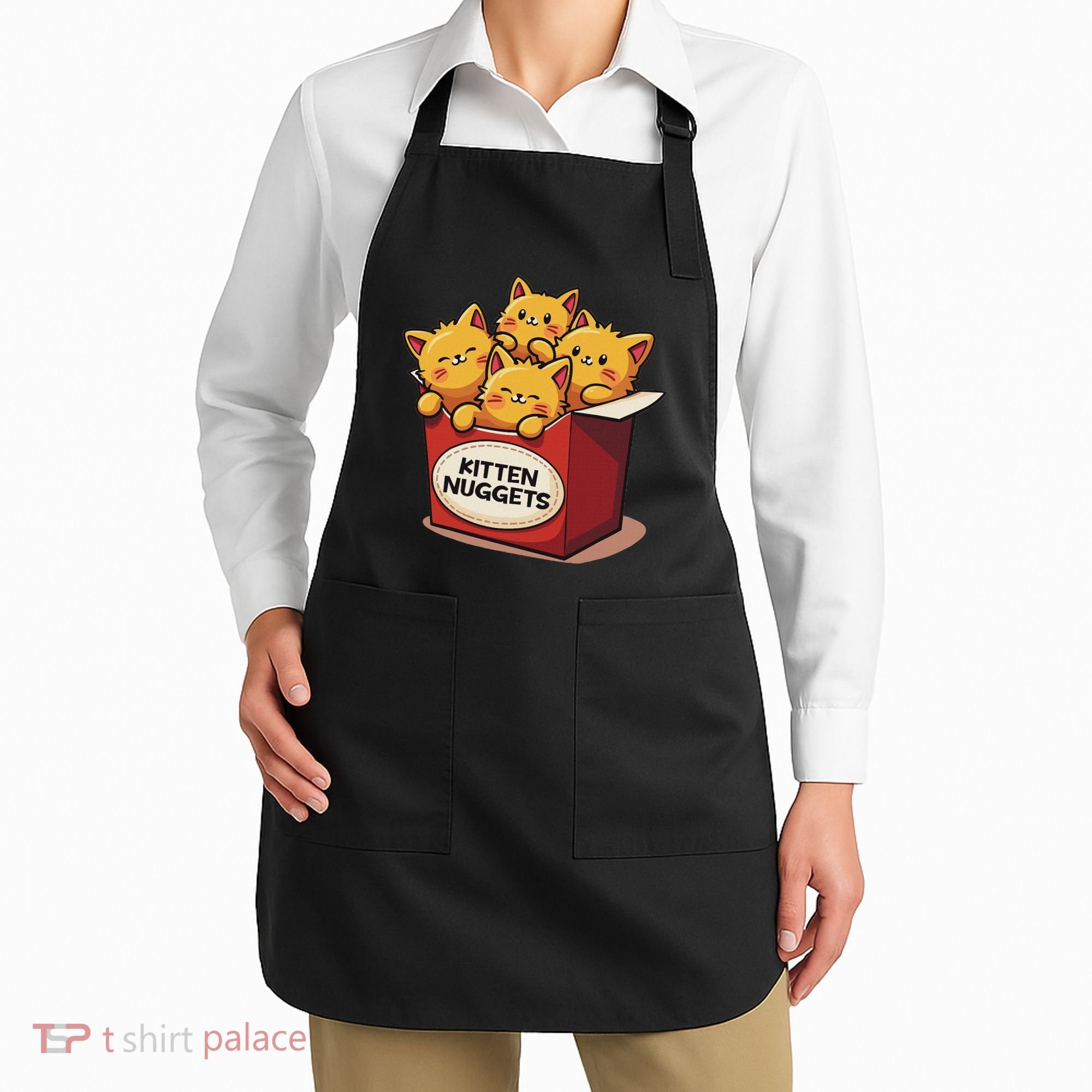 Cute Kitten Nuggets Chicken Nuggets Cat Lover Funny Cat Pun Apron