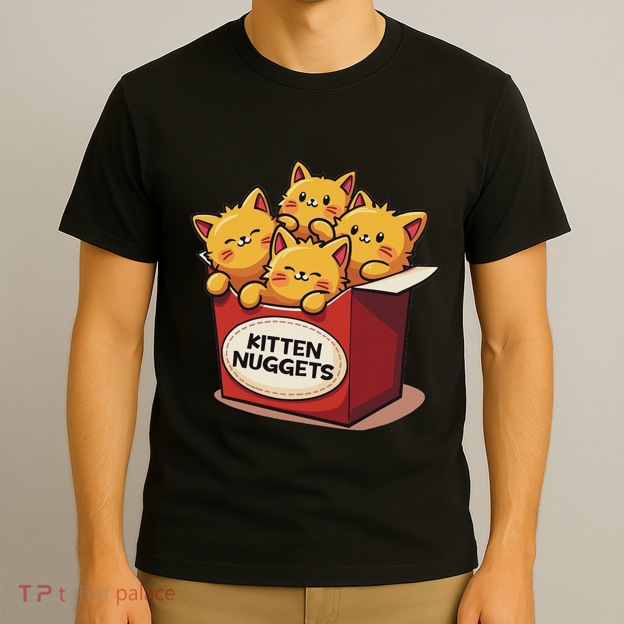 Cute Kitten Nuggets Chicken Nuggets Cat Lover Funny Cat Pun T-Shirt