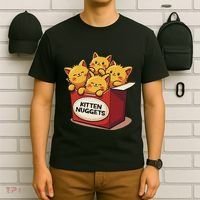 Cute Kitten Nuggets Chicken Nuggets Cat Lover Funny Cat Pun T-Shirt thumb 6