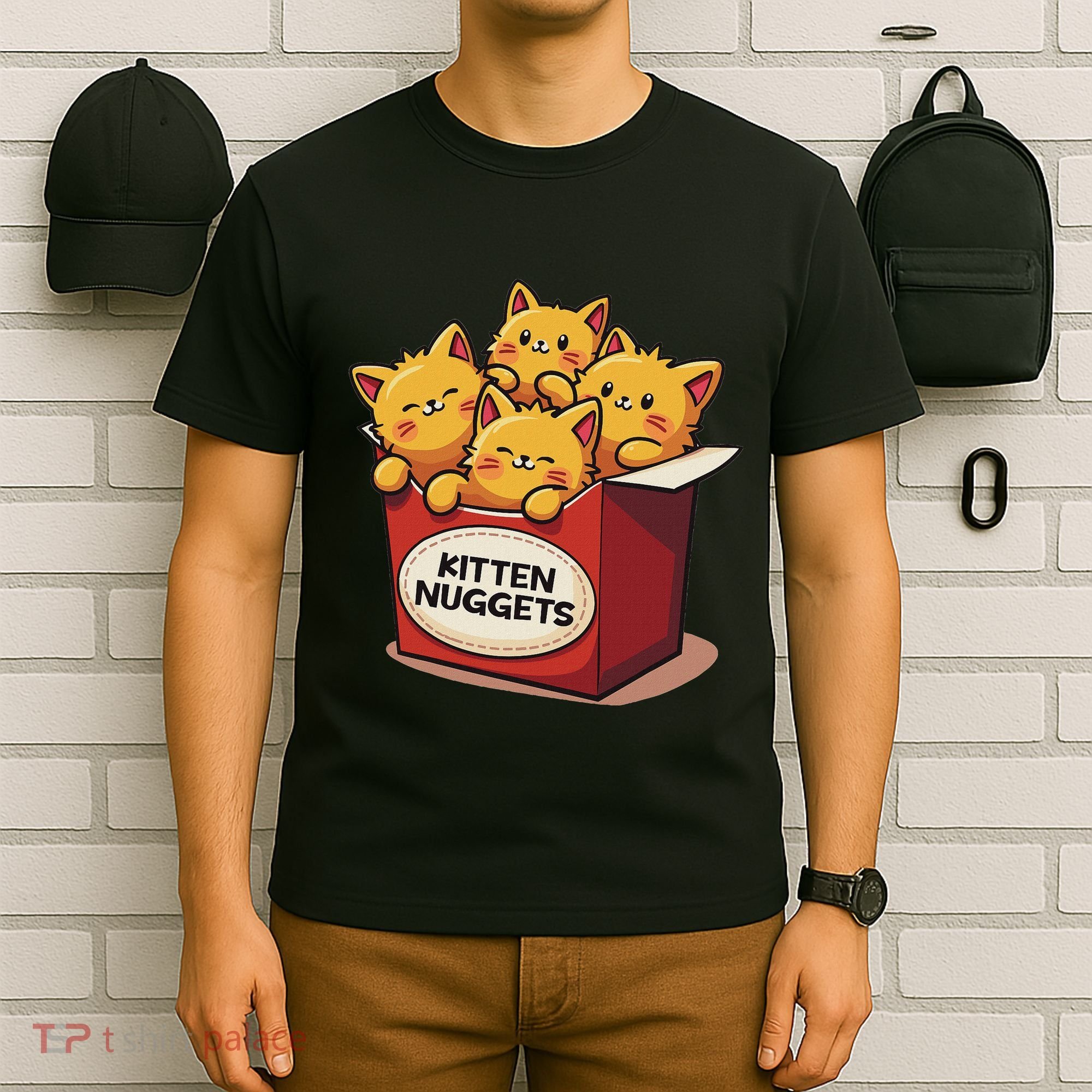 Cute Kitten Nuggets Chicken Nuggets Cat Lover Funny Cat Pun T-Shirt