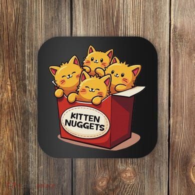 Cute Kitten Nuggets Chicken Nuggets Cat Lover Funny Cat Pun Coaster