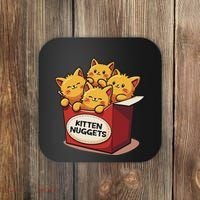 Cute Kitten Nuggets Chicken Nuggets Cat Lover Funny Cat Pun Coaster thumb 0