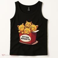 Cute Kitten Nuggets Chicken Nuggets Cat Lover Funny Cat Pun Tank Top thumb 2