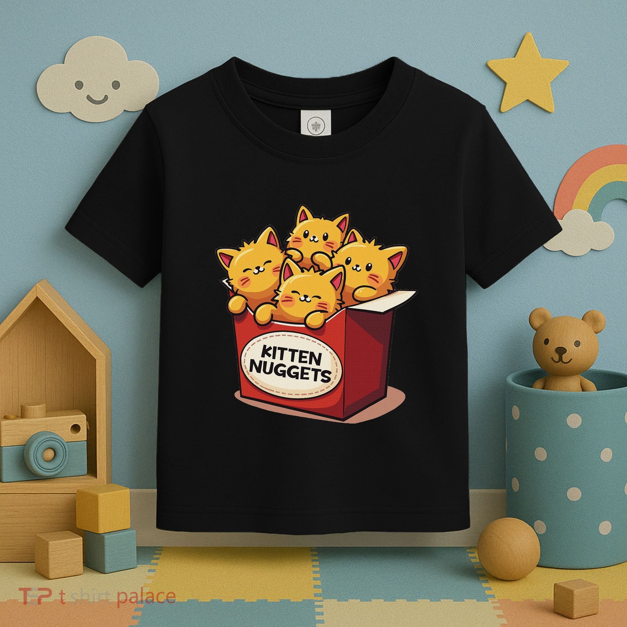 Cute Kitten Nuggets Chicken Nuggets Cat Lover Funny Cat Pun Toddler T-Shirt