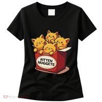 Cute Kitten Nuggets Chicken Nuggets Cat Lover Funny Cat Pun Women's T-Shirt thumb 0