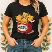 Cute Kitten Nuggets Chicken Nuggets Cat Lover Funny Cat Pun Women's T-Shirt thumb 2