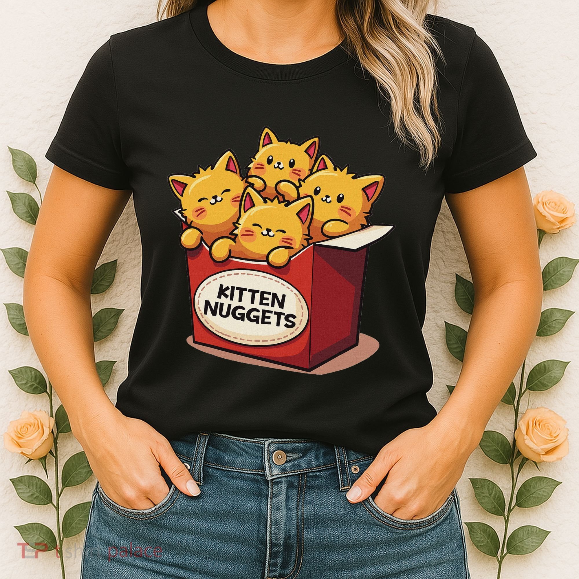 Cute Kitten Nuggets Chicken Nuggets Cat Lover Funny Cat Pun Women's T-Shirt