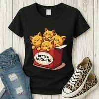 Cute Kitten Nuggets Chicken Nuggets Cat Lover Funny Cat Pun Women's T-Shirt thumb 3