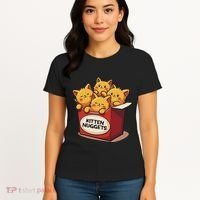 Cute Kitten Nuggets Chicken Nuggets Cat Lover Funny Cat Pun Women's T-Shirt thumb 4