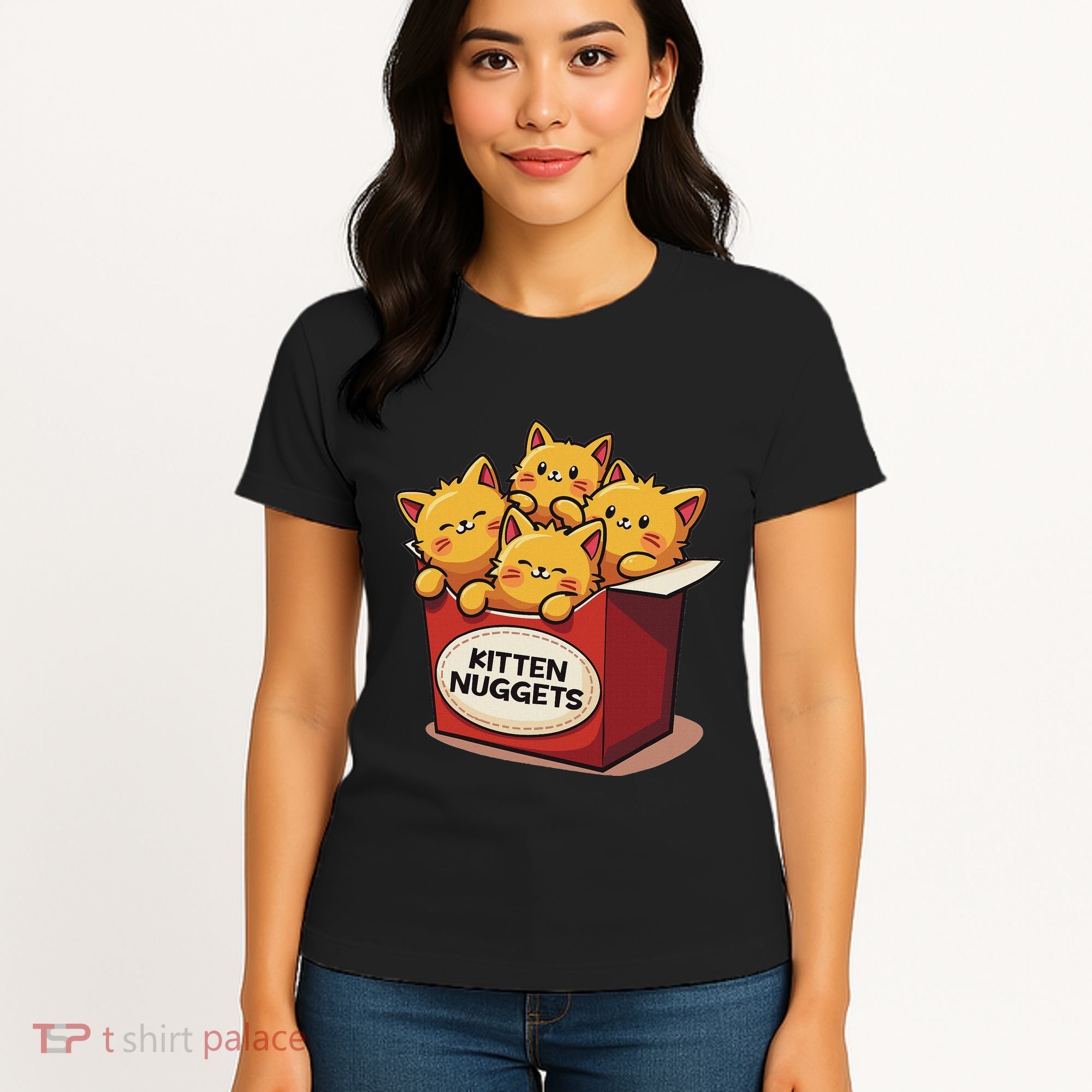 Cute Kitten Nuggets Chicken Nuggets Cat Lover Funny Cat Pun Women's T-Shirt