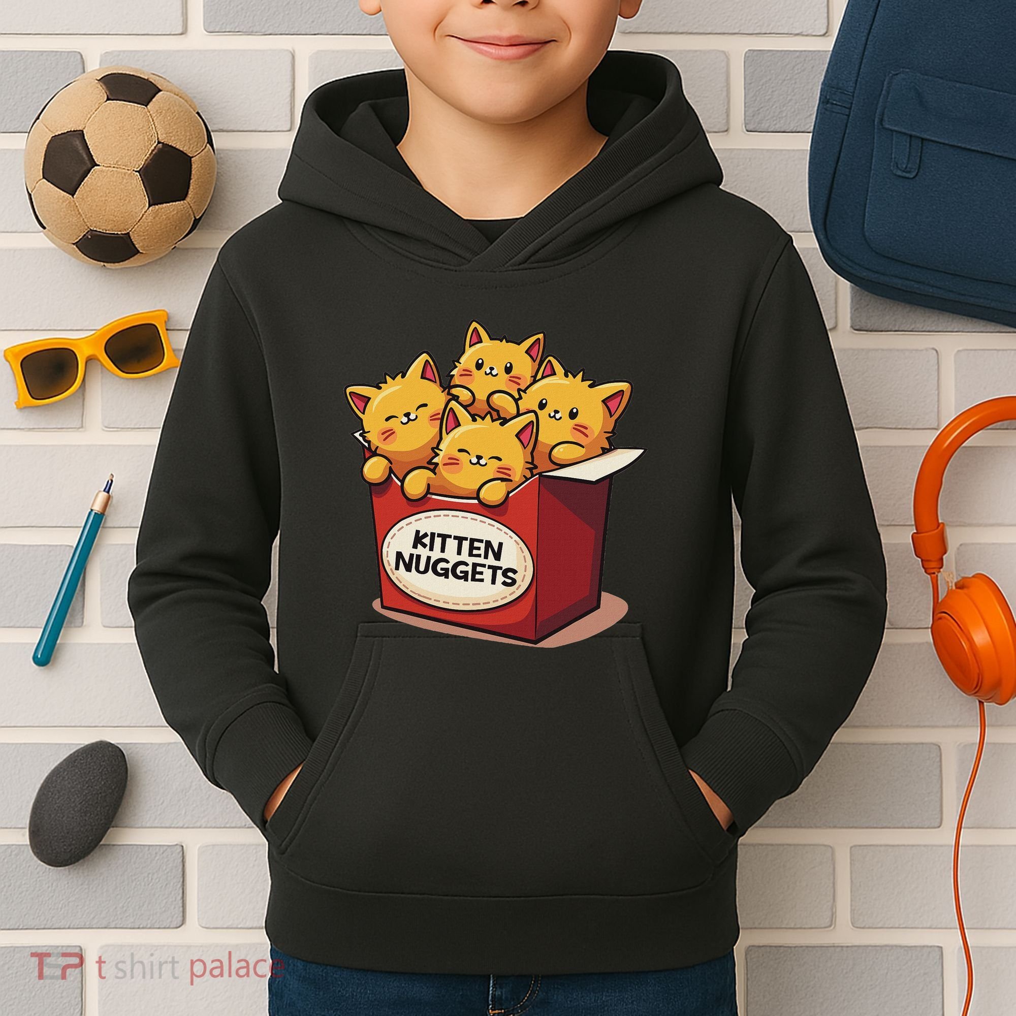 Cute Kitten Nuggets Chicken Nuggets Cat Lover Funny Cat Pun Kids Hoodie