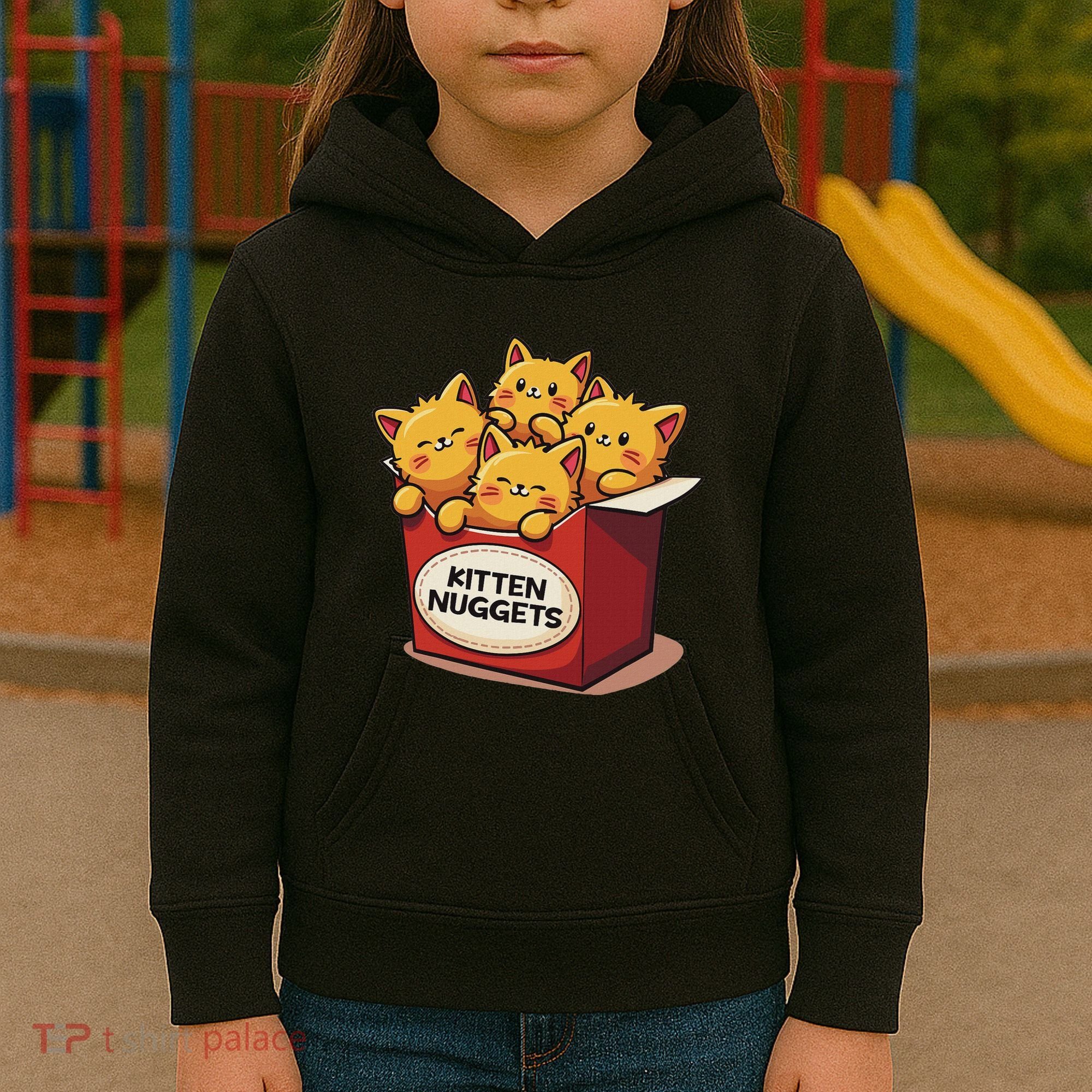 Cute Kitten Nuggets Chicken Nuggets Cat Lover Funny Cat Pun Kids Hoodie