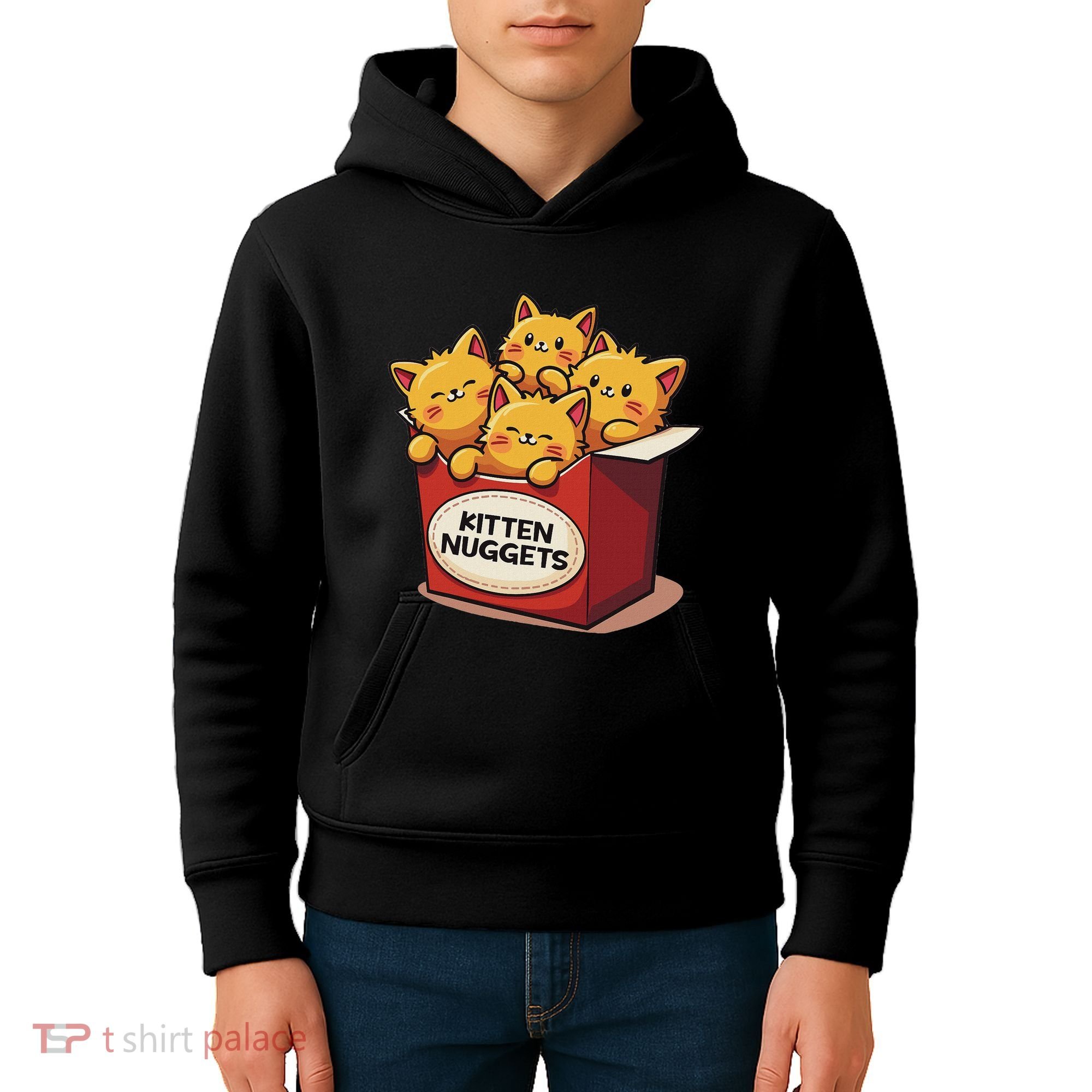 Cute Kitten Nuggets Chicken Nuggets Cat Lover Funny Cat Pun Kids Hoodie