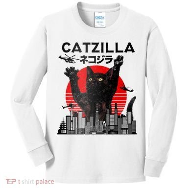 Catzilla King Of Pawster Kids Long Sleeve Shirt