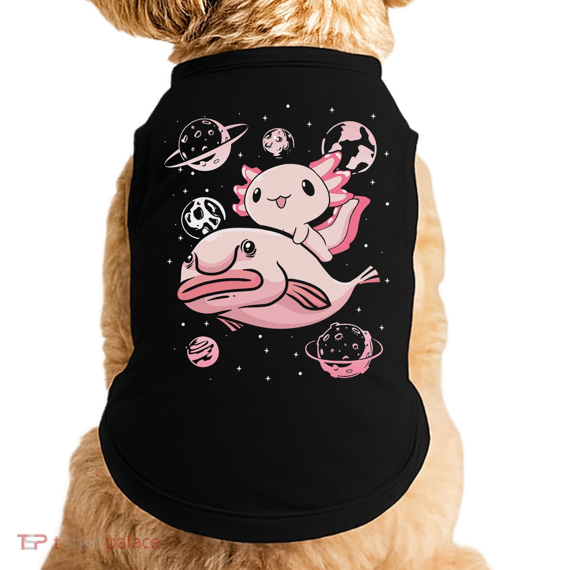Cute Kawaii Pink Axolotl Riding A Blobfish Funny Axolotls  Doggie Tank
