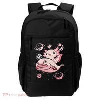 Cute Kawaii Pink Axolotl Riding A Blobfish Funny Axolotls  Backpack thumb 0