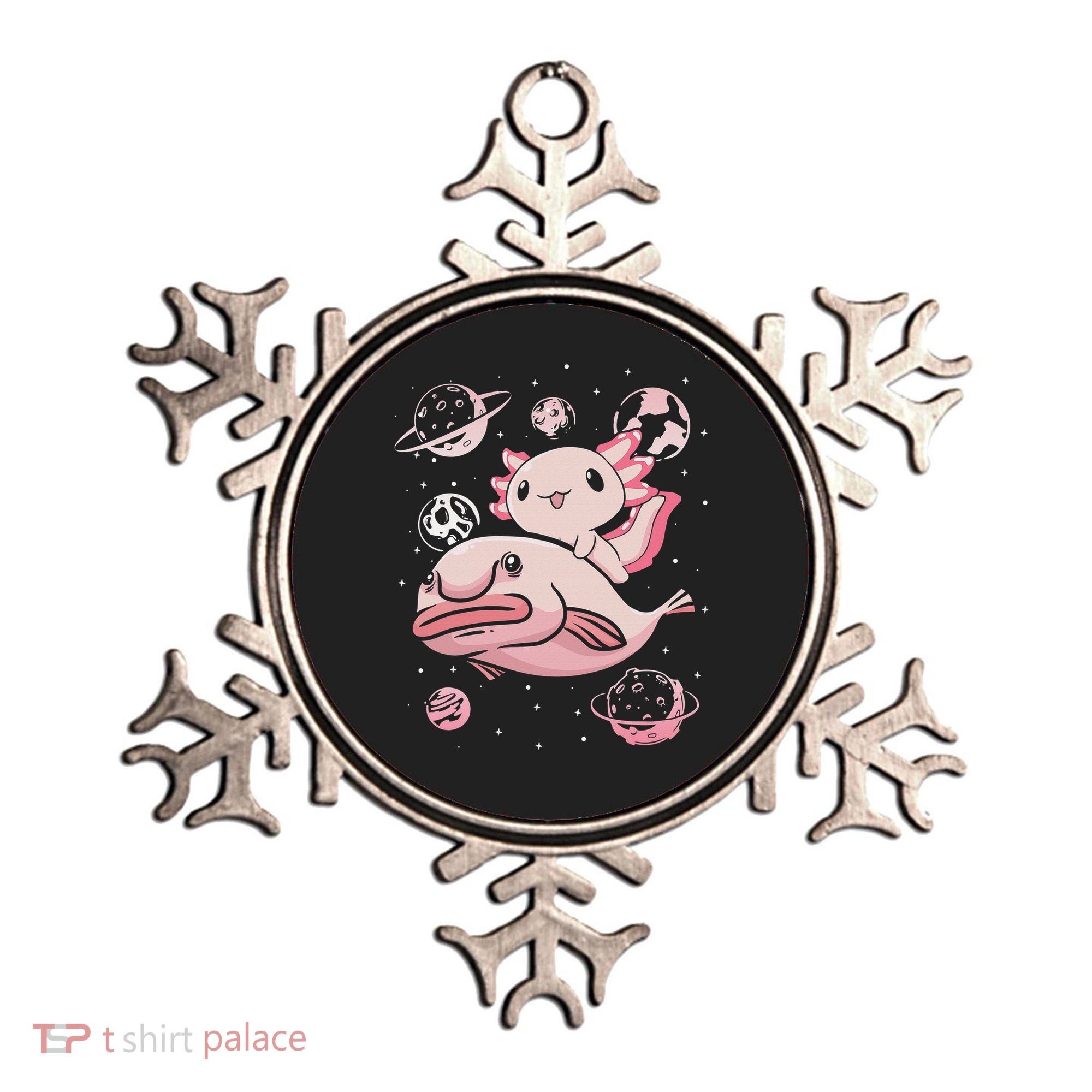Cute Kawaii Pink Axolotl Riding A Blobfish Funny Axolotls  Ornament