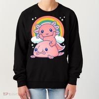 Cute Kawaii P.ink Axolotl Riding A Blob Fish Women's Sweatshirt thumb 0