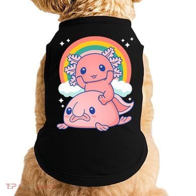 Cute Kawaii P.ink Axolotl Riding A Blob Fish Doggie Tank