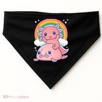 Cute Kawaii P.ink Axolotl Riding A Blob Fish USA-Made Doggie Bandana thumb 0