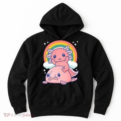 Cute Kawaii P.ink Axolotl Riding A Blob Fish Hoodie