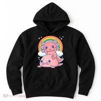 Cute Kawaii P.ink Axolotl Riding A Blob Fish Hoodie thumb 0