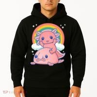 Cute Kawaii P.ink Axolotl Riding A Blob Fish Hoodie thumb 2