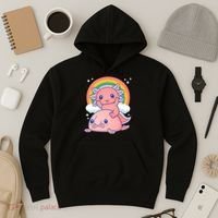 Cute Kawaii P.ink Axolotl Riding A Blob Fish Hoodie thumb 3