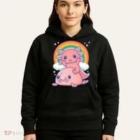 Cute Kawaii P.ink Axolotl Riding A Blob Fish Hoodie thumb 5