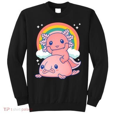 Cute Kawaii P.ink Axolotl Riding A Blob Fish Sweatshirt