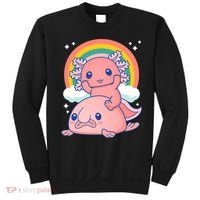 Cute Kawaii P.ink Axolotl Riding A Blob Fish Sweatshirt thumb 0