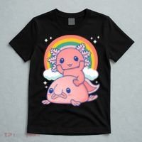 Cute Kawaii P.ink Axolotl Riding A Blob Fish T-Shirt thumb 5