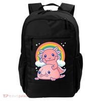 Cute Kawaii P.ink Axolotl Riding A Blob Fish Backpack thumb 0