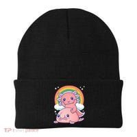 Cute Kawaii P.ink Axolotl Riding A Blob Fish Beanie thumb 0