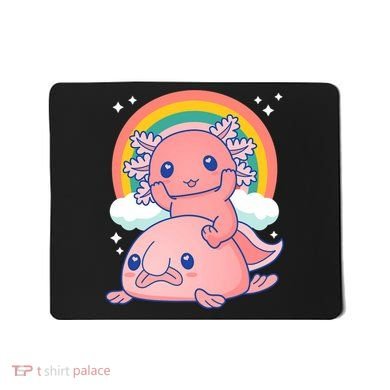 Cute Kawaii P.ink Axolotl Riding A Blob Fish Mousepad