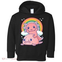 Cute Kawaii P.ink Axolotl Riding A Blob Fish Toddler Hoodie thumb 0