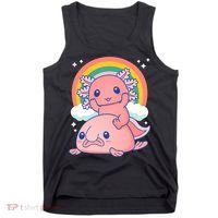 Cute Kawaii P.ink Axolotl Riding A Blob Fish Tank Top thumb 0