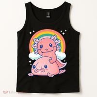 Cute Kawaii P.ink Axolotl Riding A Blob Fish Tank Top thumb 2