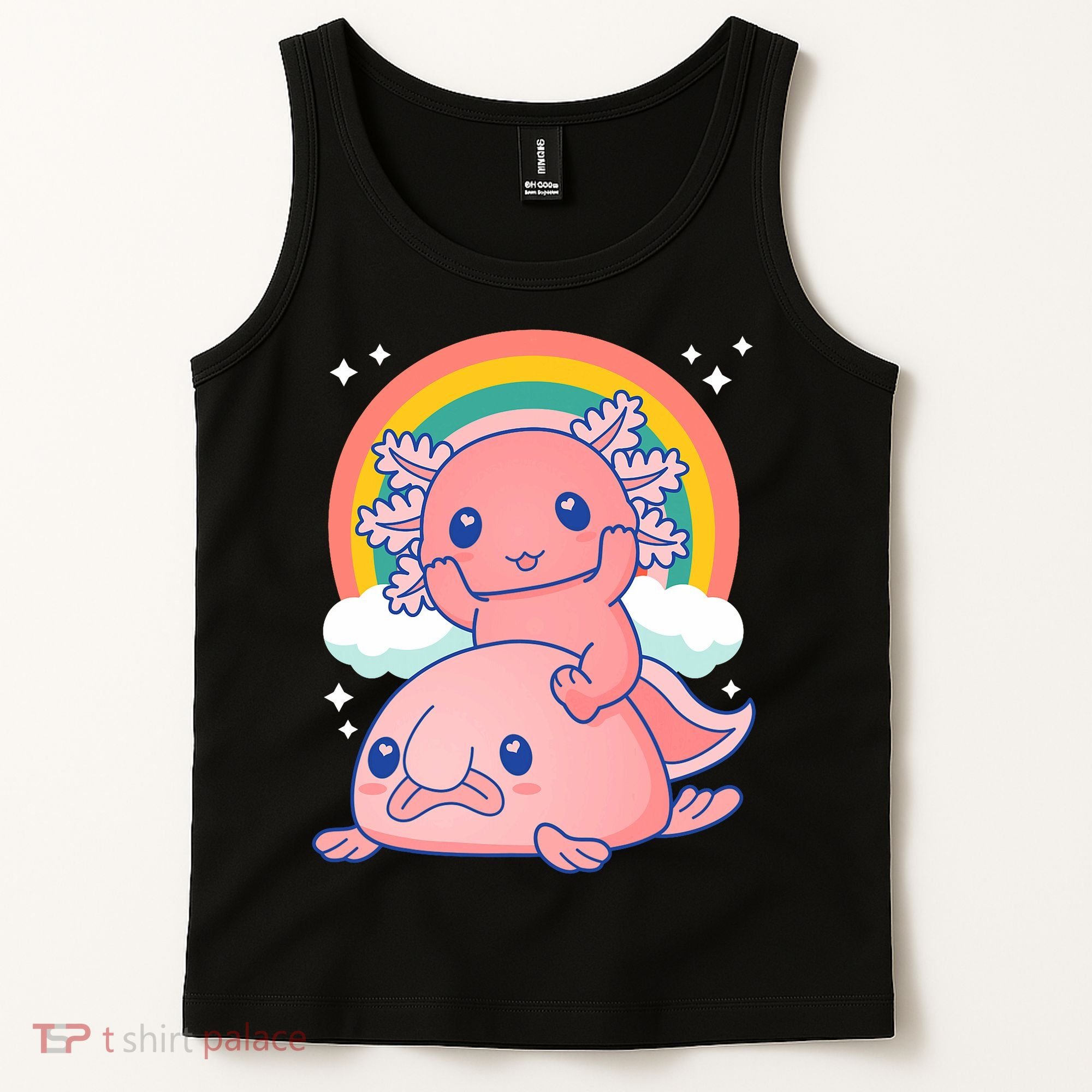Cute Kawaii P.ink Axolotl Riding A Blob Fish Tank Top