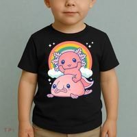 Cute Kawaii P.ink Axolotl Riding A Blob Fish Toddler T-Shirt thumb 2