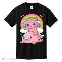 Cute Kawaii P.ink Axolotl Riding A Blob Fish Kids T-Shirt thumb 0