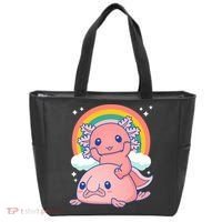 Cute Kawaii P.ink Axolotl Riding A Blob Fish Tote Bag thumb 0