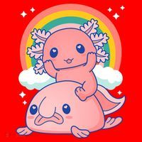 Cute Kawaii P.ink Axolotl Riding A Blob Fish Santa Hat thumb 1